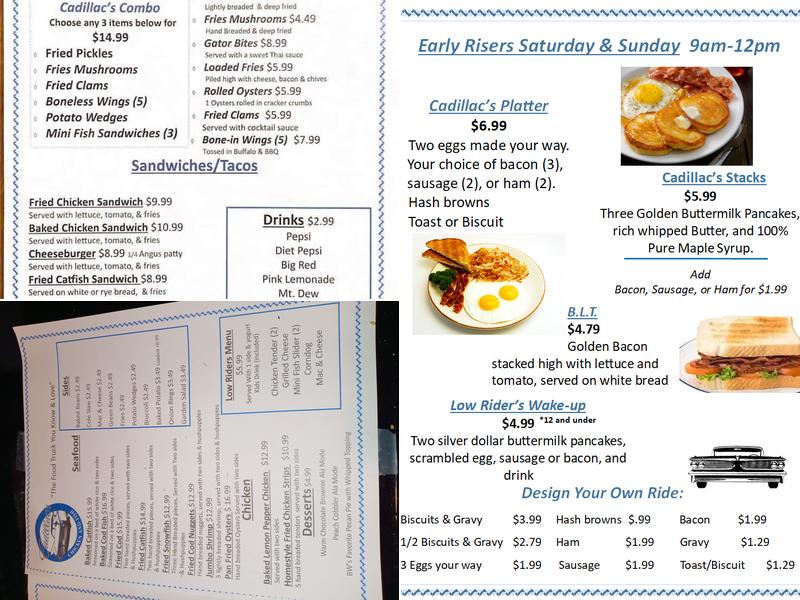 Cadillac’s Chicken and Fish Menu