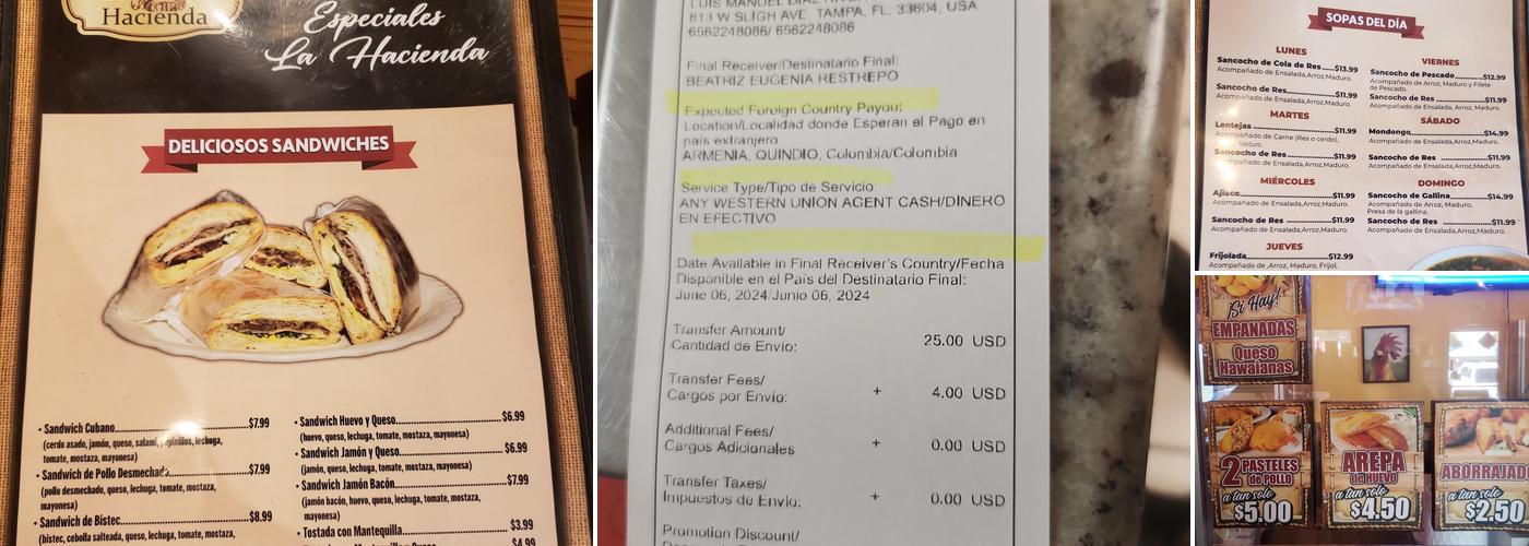 Restaurante La Hacienda & Bakery Menu