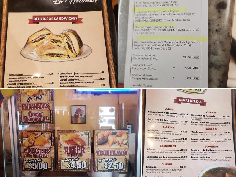 Restaurante La Hacienda & Bakery Menu