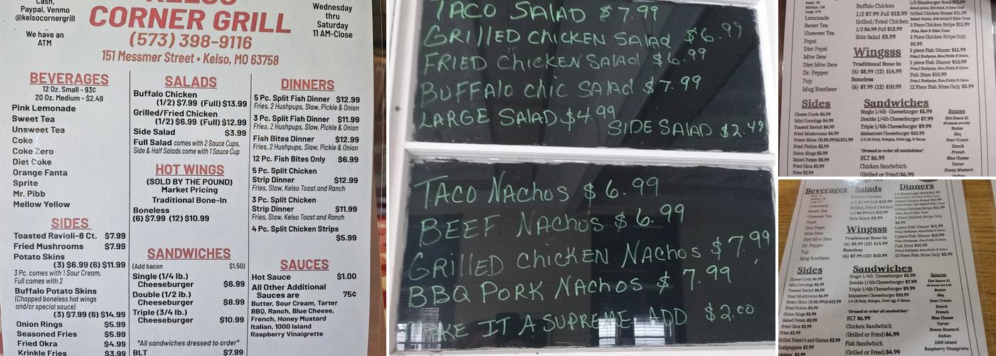 Kelso Corner Grill Menu