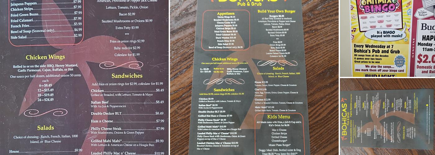 Bohicas pub and grub Menu