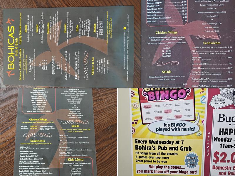 Bohicas pub and grub Menu