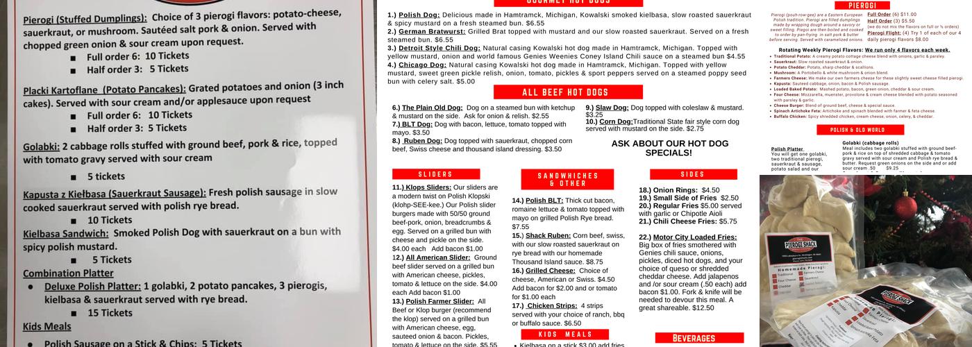 The Pierogi Shack Menu