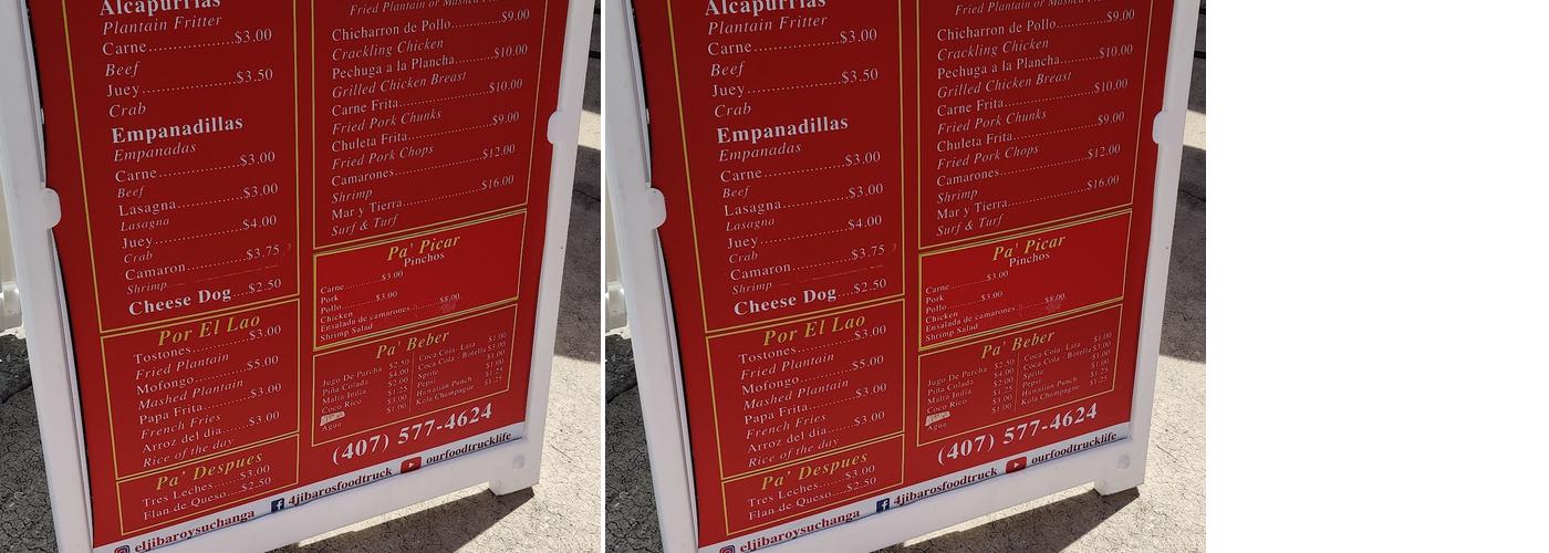 El Jibaro y Su Changa food truck Menu