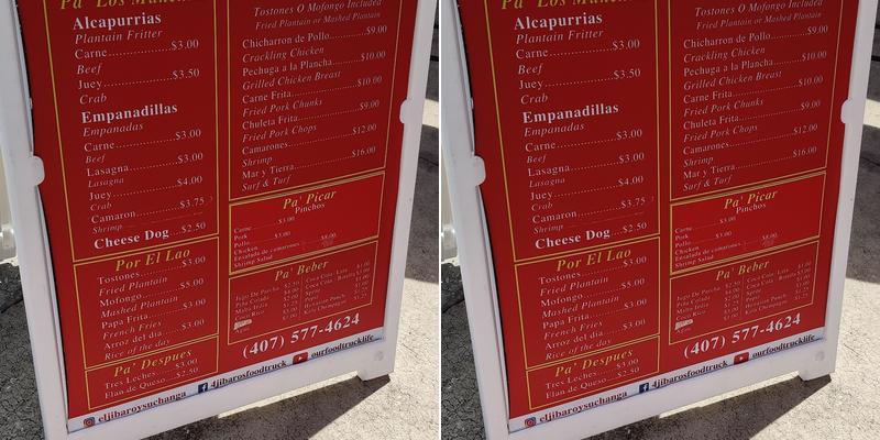 El Jibaro y Su Changa food truck Menu