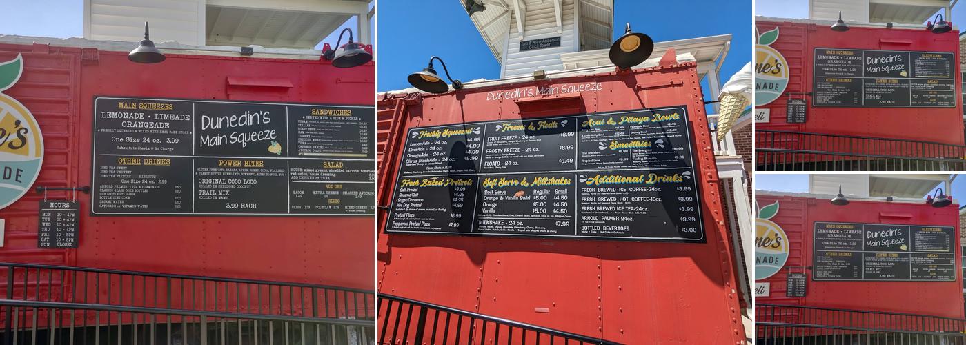 Dunedin's Main Squeeze Menu