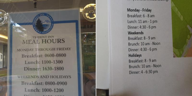 Trident Inn Galley Menu