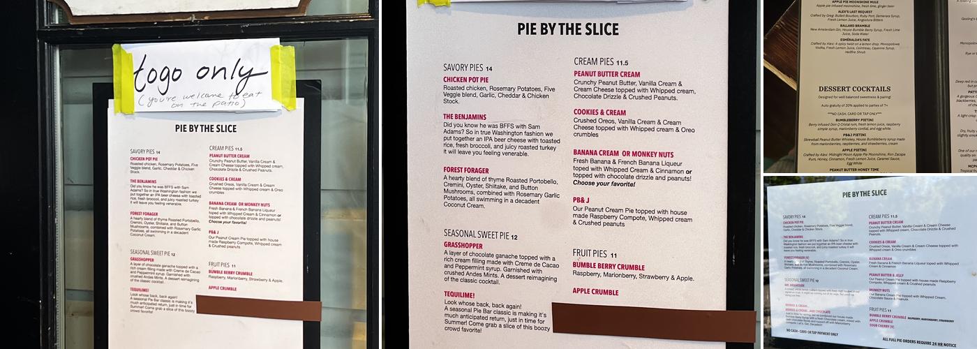 Pie Bar Menu