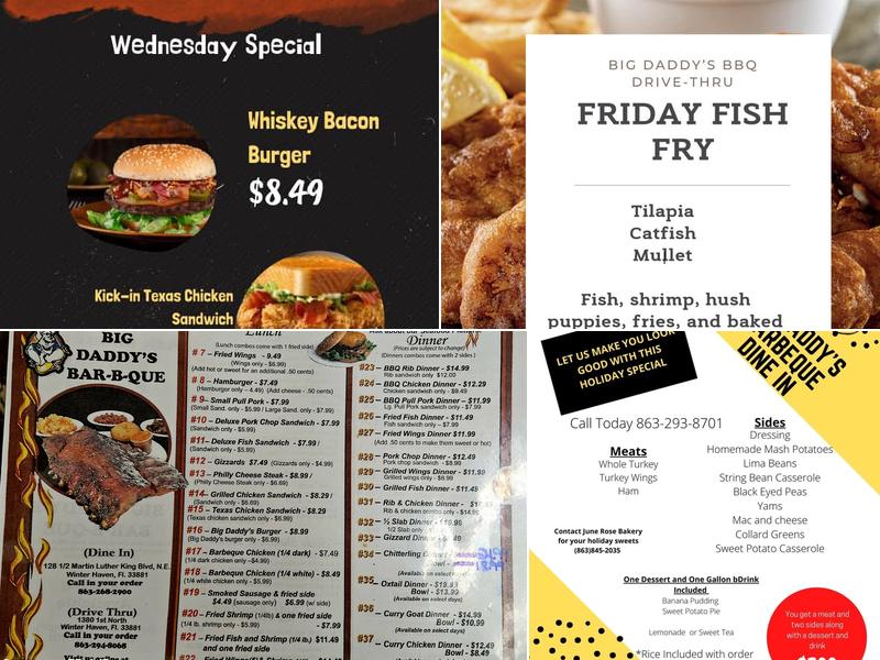 Big Daddy's Barbeque Menu