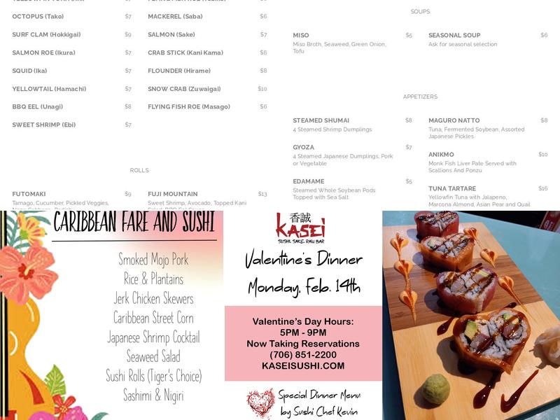 Kasei Sushi and Sake Menu