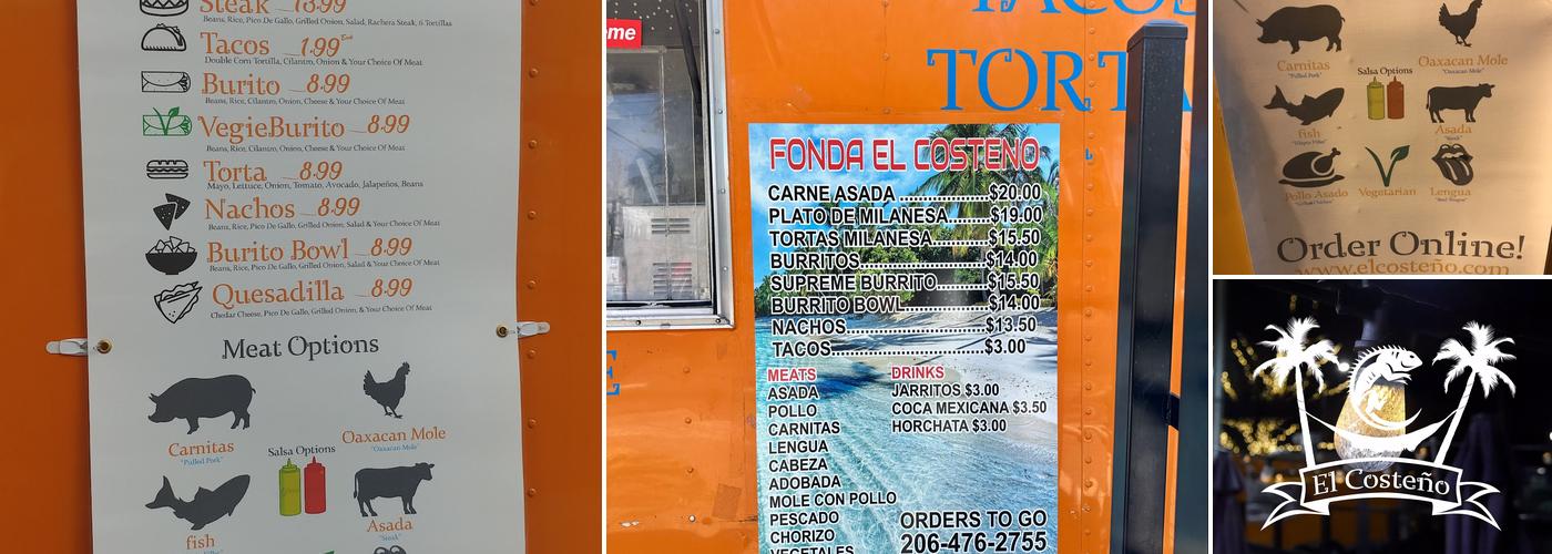 El Costeño Menu