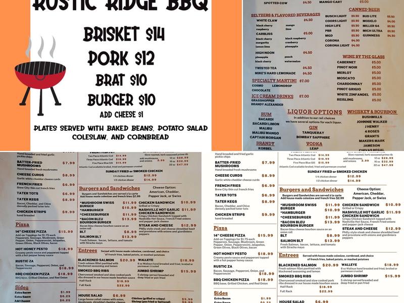 Rustic Ridge Resort Menu