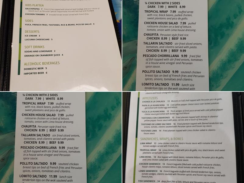 Lima. Menu
