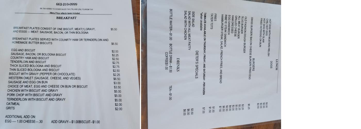 Southside Diner Menu