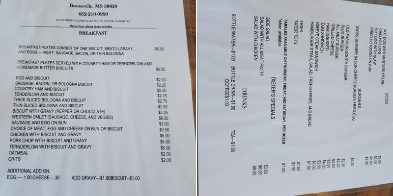 Southside Diner Menu