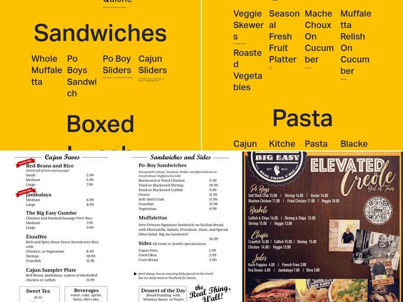 Jemil's Big Easy Menu
