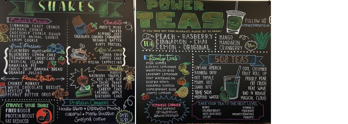 Impact 508 Nutrition Menu