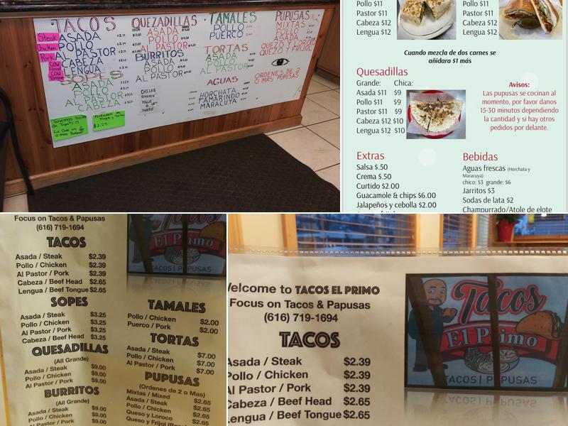 Tacos El Primo Menu