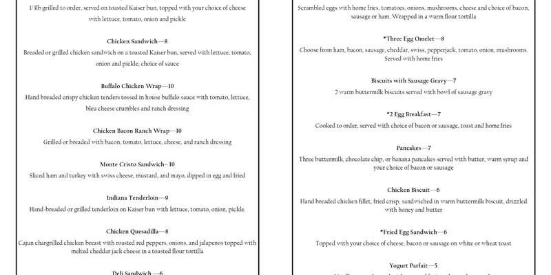 The 19th Hole Menu