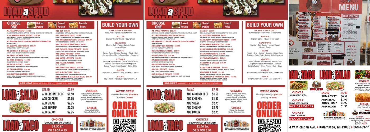 Load A Spud Potato Bar Menu