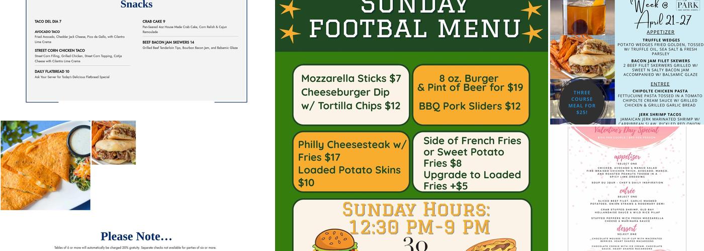 30 PARK Bistro/Bar/Events Menu