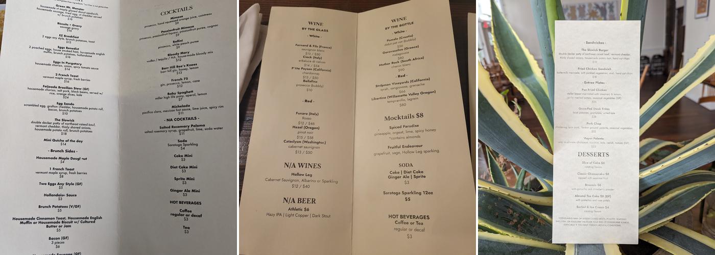 A Vermont Table Menu
