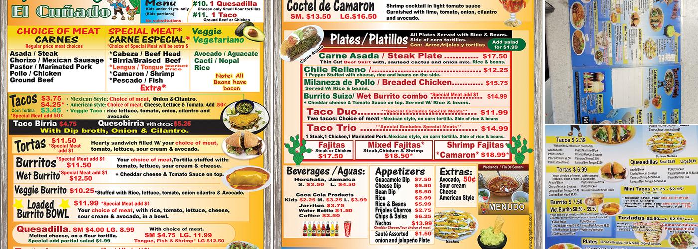 Tacos El Cuñado Menu