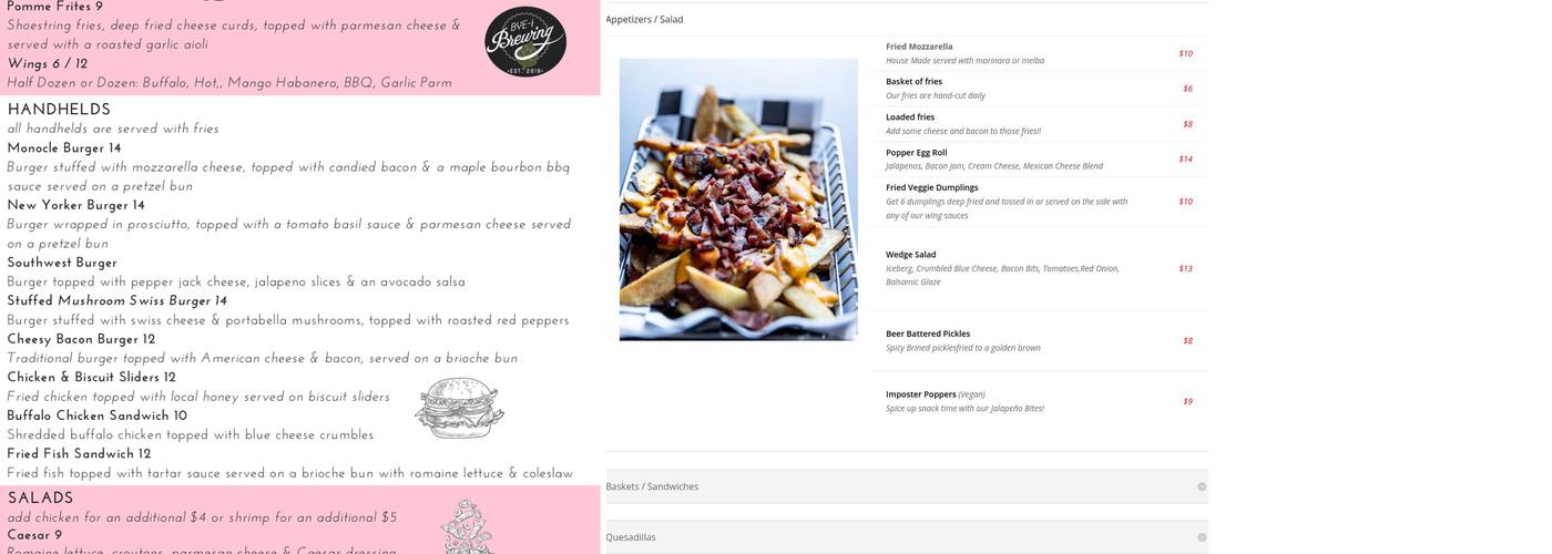 Bye-i Brewing Menu