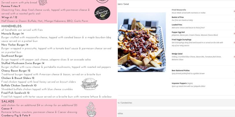 Fallside Brewing Menu