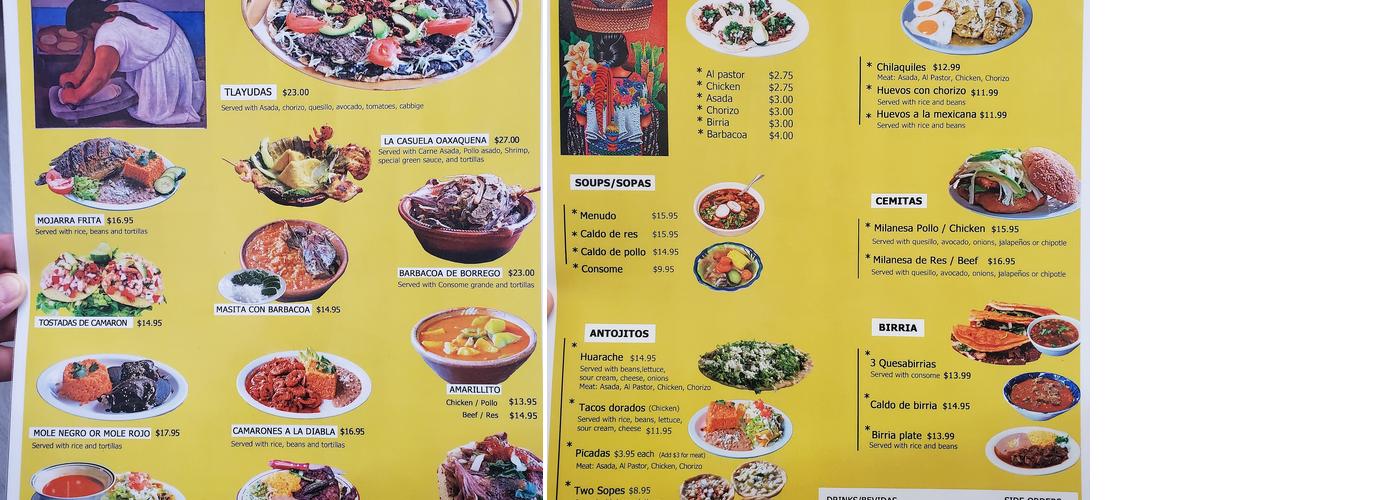 Dos hermanos cocina Menu