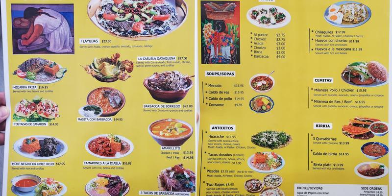 Dos hermanos cocina Menu