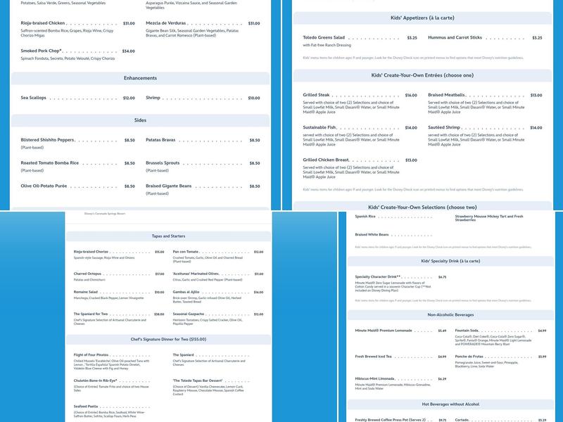 Toledo - Tapas, Steak & Seafood Menu