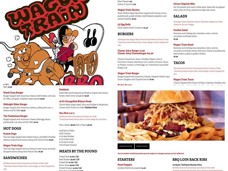 Wagon Train BBQ Menu