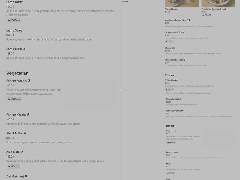 Pabla Punjabi Palace Menu