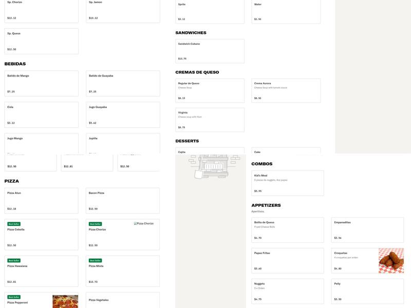 El Rapido Pizza Cubana Menu