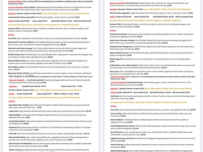 Hilltop Restaurant @ Bay Path RVTHS Menu