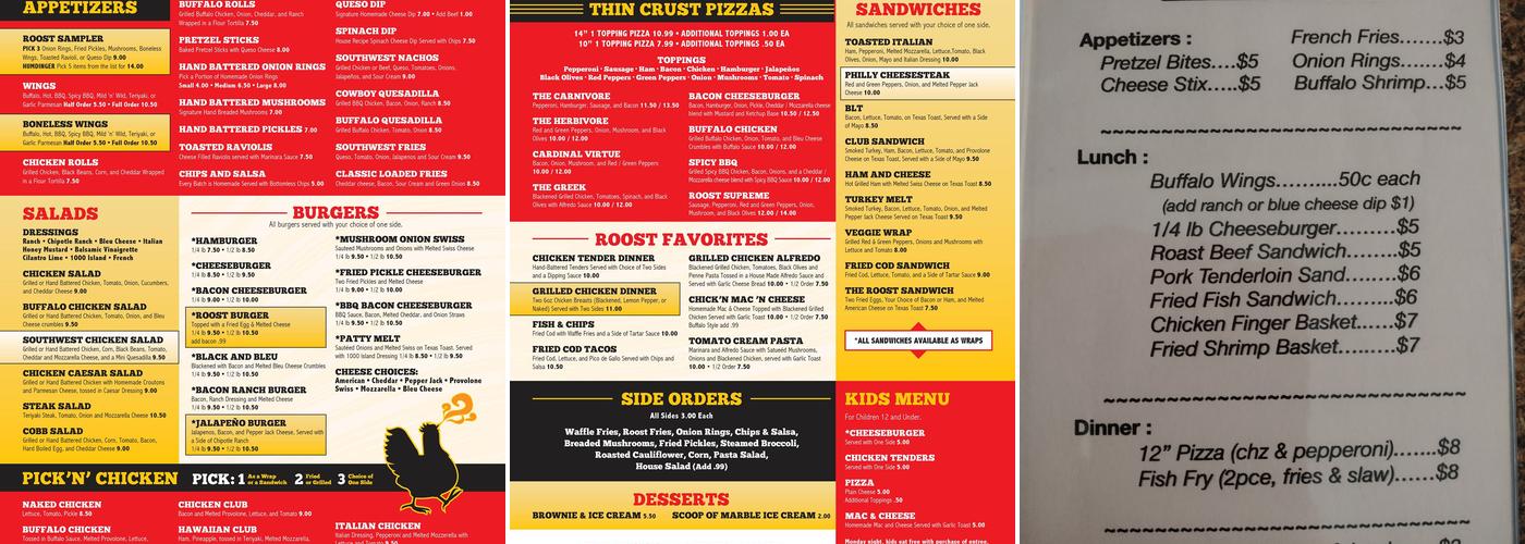 The Roost Sports Bar & Grill Menu