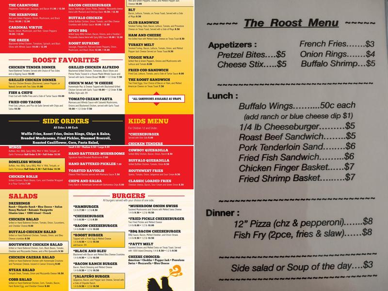 The Roost Sports Bar & Grill Menu