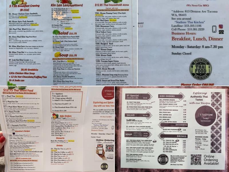 Stadium Thai Menu