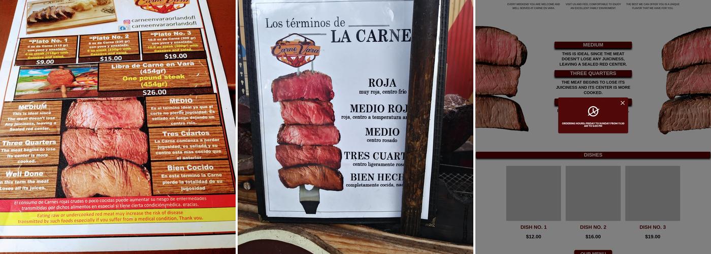 Carne en Vara Orlando Fl. Menu