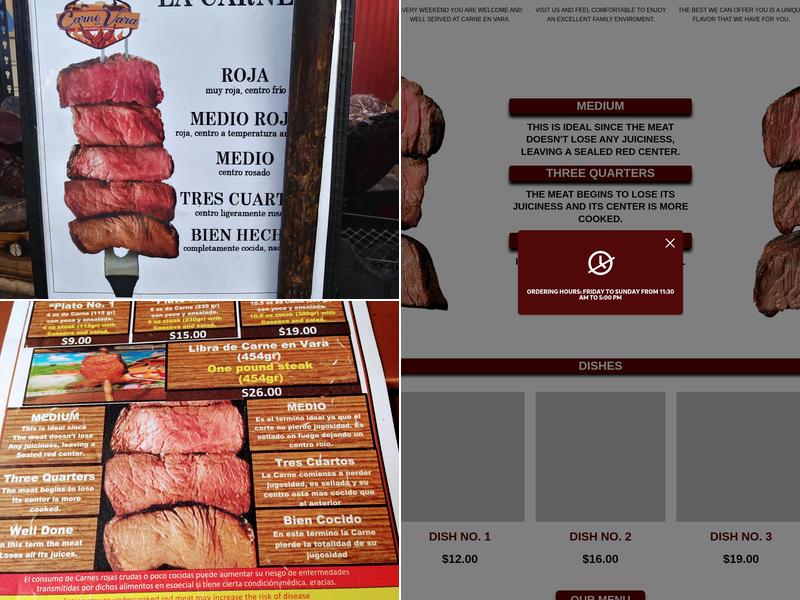 Carne en Vara Orlando Fl. Menu