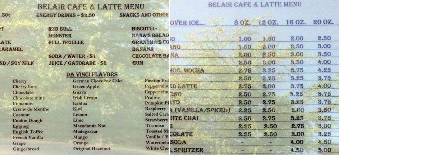 Ladybug Espresso Menu