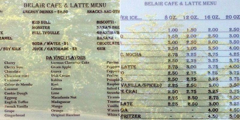 Ladybug Espresso Menu