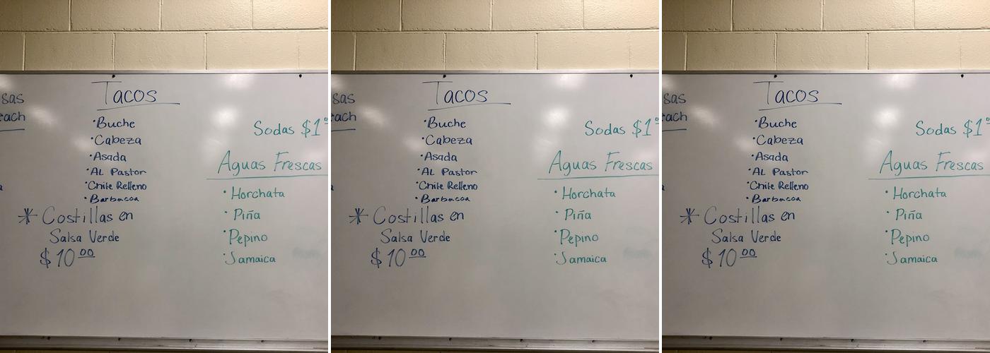 LLDM Peoria Tacos Menu