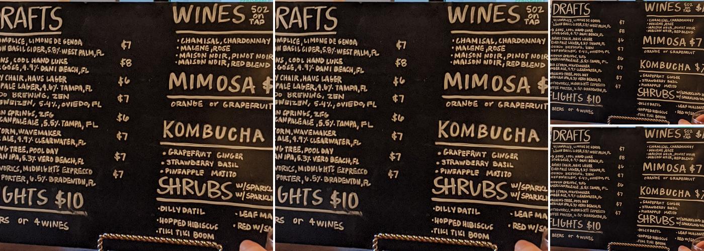 Bird of Paradise Menu