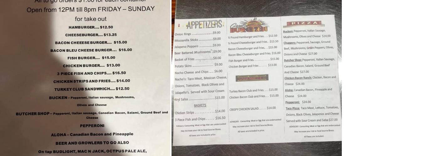 Tuggs & Chuggs Menu