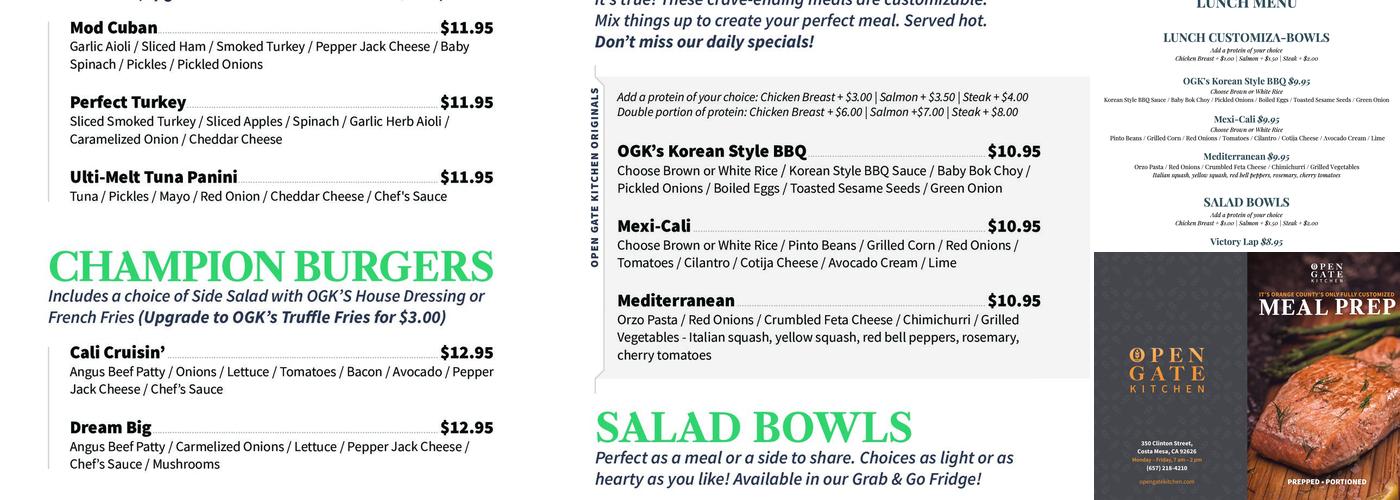 Open Gate Kitchen Menu