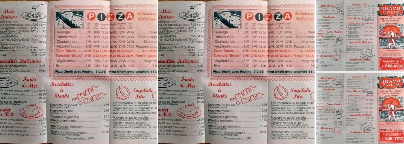 Bravo Bravo Pizzeria 2000 Menu