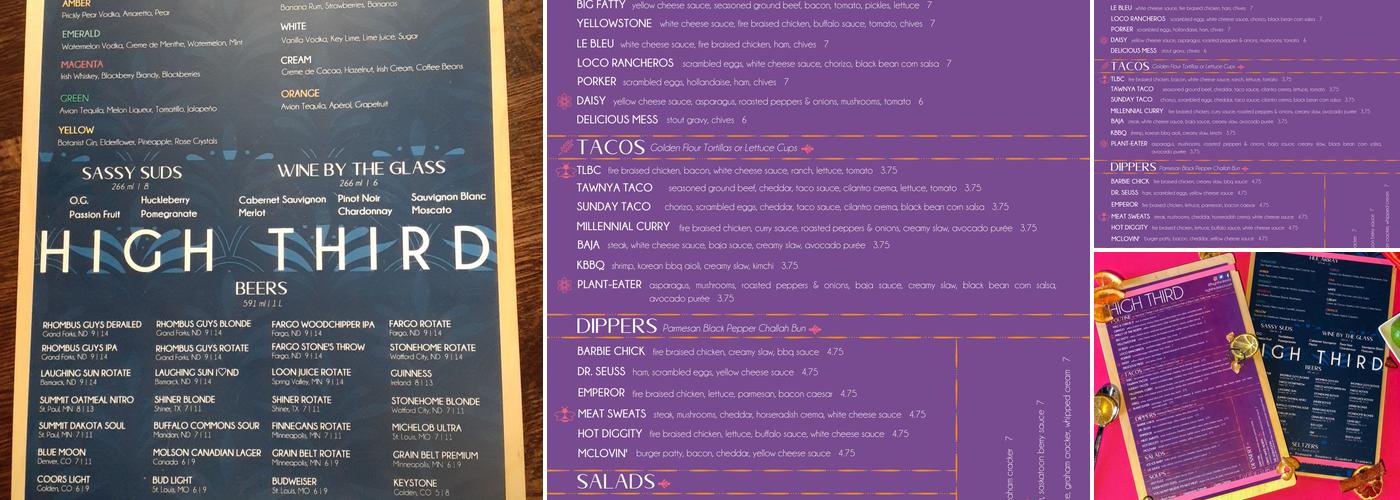 High Third Restaurant Menu