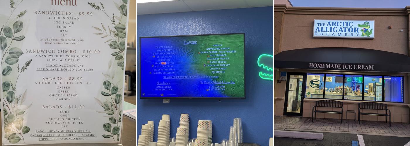 The Arctic Alligator Creamery Menu